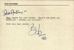Bob Holness signed typed note .