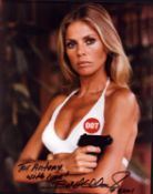 Britt Eckland signed 10x8inch colour photo. Dedicated.