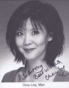 Choy Ling Man signed 10x8inch black and white photo. Dedicated.