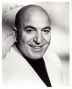 Telly Savalas signed 10x8inch black and white photo. Dedicated.