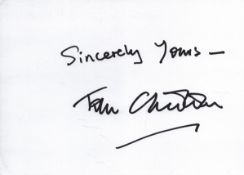 Tom Chadbon signed 8x6inch white card.