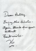 Vic Armstrong signed 12x8inch note.