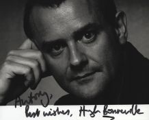 Hugh Bonneville signed 5x3inch black and white photo.