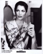 Lois Chiles signed 10x8inch Moonraker black and white promo photo. Dedicated.