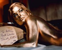 Shirley Eaton signed Goldfinger 10x8inch colour photo. Dedicated.