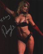 penny Lancaster signed 10x8inch colour risque photo. Dedicated.