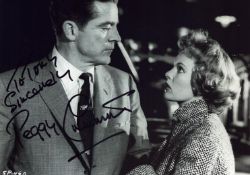 Peggy Cummins signed 10x8inch black and white photo. Dedicated.