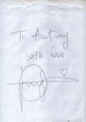 Valerie Golino signed A4 sheet.