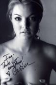Alice Evans signed 10x8inch black and white Risque photo.