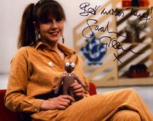 Sarah Greene signed 10x8inch colour photo. Dedicated.