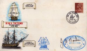 J. A. Banker signed 'HMS Victory 200 years of service' first day cover, stamped 21st October 1978, F