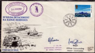 Lt. Col R. A. Craven and Major P. B. Collins signed 'St Kilda detachment RA Range Hebrides' first da
