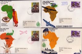 Collection of 4 'The Zaire River Expedition 1974-75' first day covers, stamped 1975, FDC.