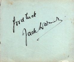 Jack Warner signed album page