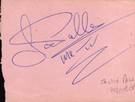 jackie Pallo signed album page