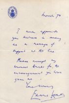 Edward Heath ALS dated March 1974 on House of Commons notepaper