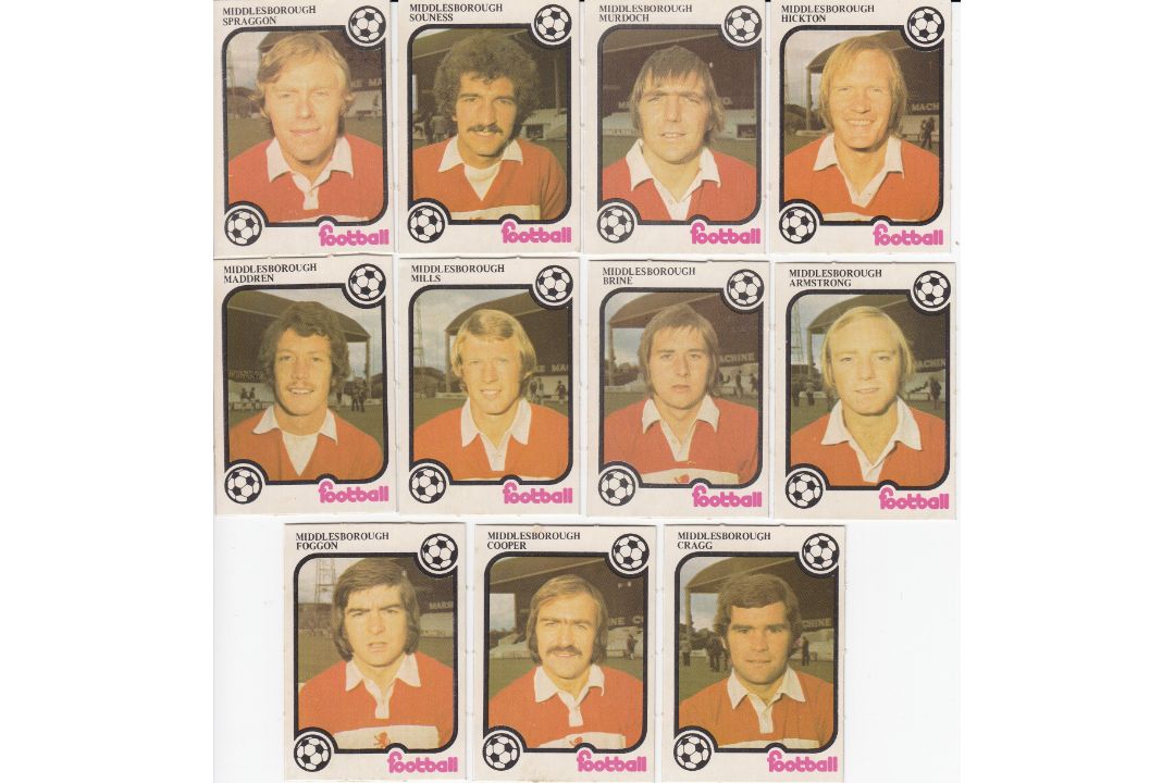 Lot of MONTY GUM - MIDDLESBROUGH 1975/76 Trade Cards ; A superb lot of 11 trading cards depicting Mi
