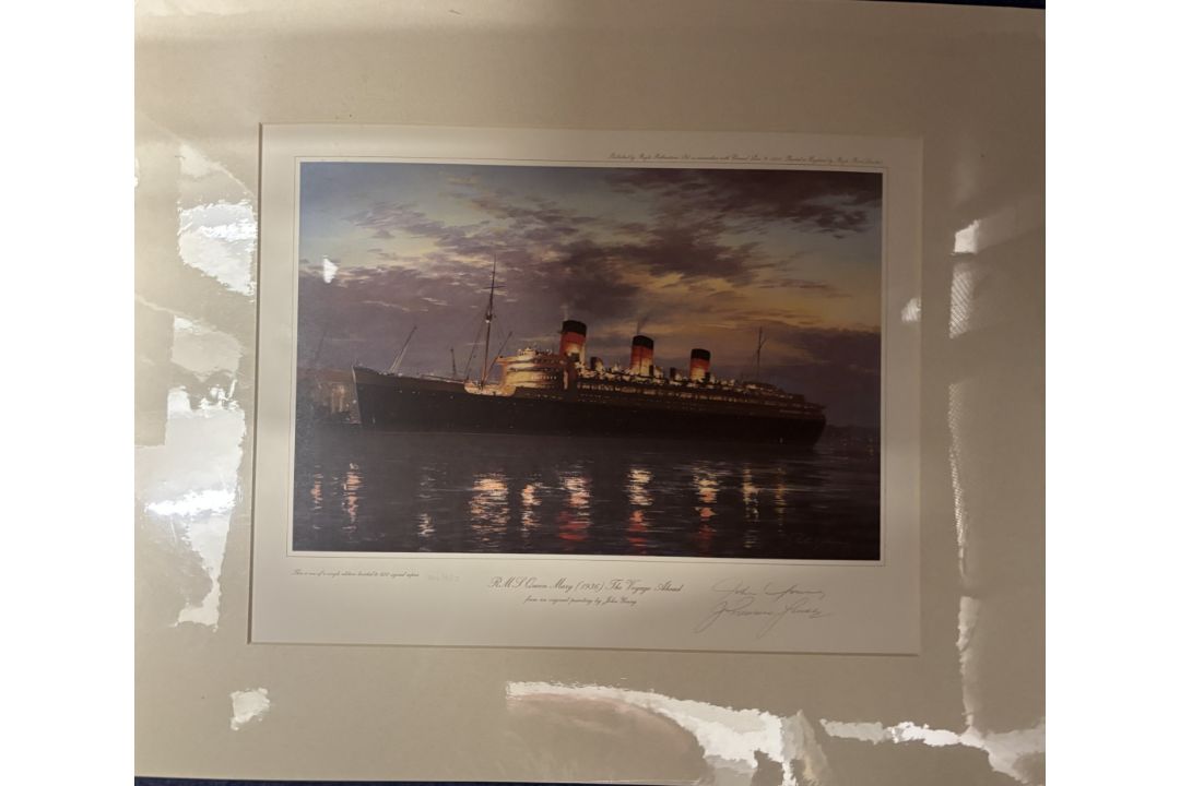R.M.S Queen Mary (1936) The Voyage Ahead by John Young (signed), 144/850 signed copies, print size 1