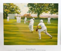 Johnny Jonas 22 x 18 Colour Print Titled 'Boundary'. Cricket Scene