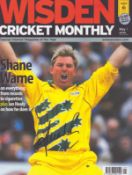 Shane Warne signed a front cover of Wisden Cricket Monthly Magazine.
