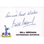 BILL BROWN Tottenham Hotspur Double Winning Goalkeeper signed Card