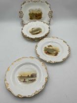 A Minton dessert service, 19th century, pattern 3351, painted with named British lakeland views,