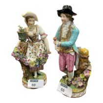 A pair of Minton figures, 19th century, depicting a lady and gentleman in 18th century attire 18 and