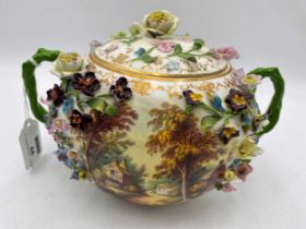 A Minton globular pot pourri vase and cover, circa 1850, design 19, painted with a view of Near