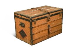 A Louis Vuitton fabric canvas low 90 steamer trunk, circa 1900-1905,