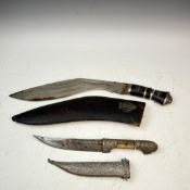 An Eastern yellow metal Dagger, engraved 'Syria', total length 29 cm, together with a Ghurka Kukri