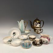 A set of three Susie Cooper 'Gooseberry' part dinner service, to include three soup Bowls, five Jugs