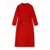 Louis Vuitton Red Wool Monogram Wrap Coat - Size 40