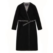 Louis Vuitton Black Wool Monogram Wrap Coat - Size 40
