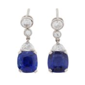 Bentley & Skinner l A pair of sapphire and diamond earrings, circa 2020 Platinum
