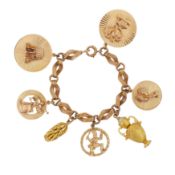 A charm bracelet Yellow metal