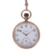 Longines (T.W.Long & Co Retailed) - Open-Faced Pocket Watch and Chain 9ct gold