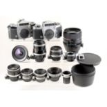 An Extensive Exakta SLR Outfit. With EIGHT Carl Zeiss lenses.