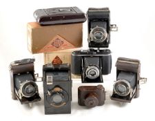 An Interesting Collection of Bakelite & Plastic Cameras. Including four Wirgin Baky versions.