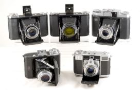Group of Zeiss Ikon 35mm & 120 Folding Cameras. To include metered models.