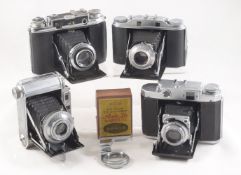 Group of Four Medium Format Coupled Rangefinder Cameras. To include a Minolta-Six with close-up set.
