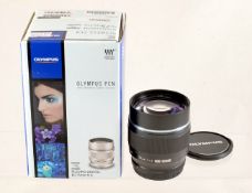 Black Olympus M. Zuiko Digital 75mm f1.8 ED Lens. FAST portrait lens for Micro Four Thirds.