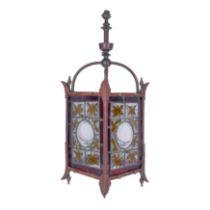 Aesthetic Movement Large gas hall lantern with Owen Jones type motifs