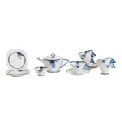 Shelley, England 'Blue Blocks' Part tea set, pattern no. 11788