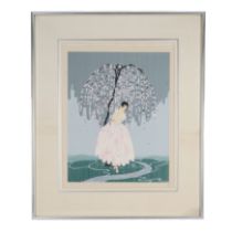 Erte (Romain de Tirtoff) (Russian/French 1892-1990) 'Blossom Umbrella' print, edition 58/300, framed