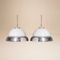 Attributed to Fontana Arte, Italy Pair of Pendant Lights