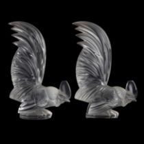 Lalique, France Pair of 'Coq Nain' Mascots