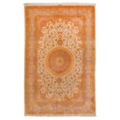 An extremely fine silk Qum rug, central Persia