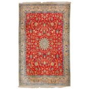 An extremely fine part silk Nain small carpet, central Persia