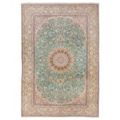 A fine part silk Nain carpet, central Persia