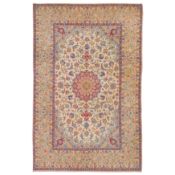 An extremely fine part silk Isfahan rug, central Persia